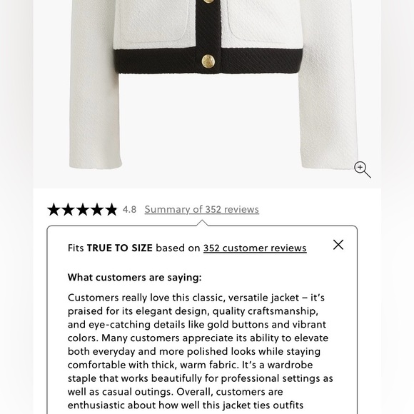 J Crew New Tweed Lady Blazer Size 6 Off White Black Trim Collarless Preppy - Picture 8 of 8